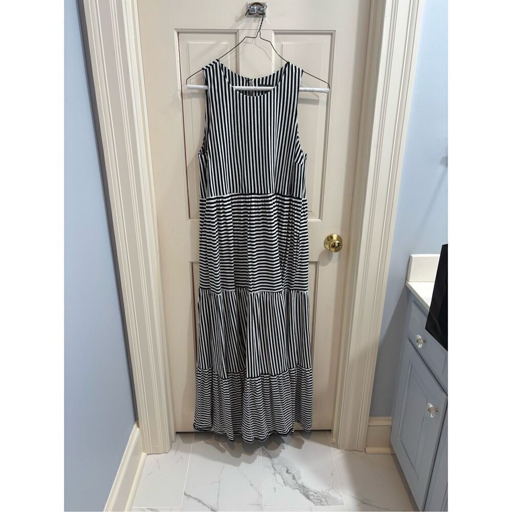 MDS Stripes Knit Georgia striped peasant dress